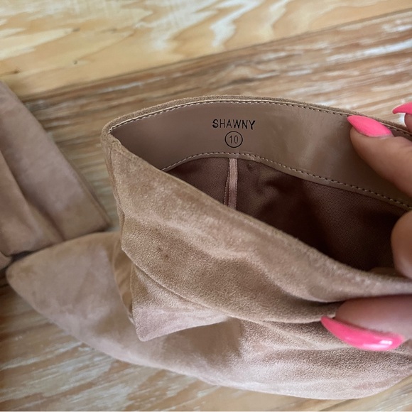 Tan suede heels size 10 (runs .5 smaller) worn three times - Picture 3 of 5